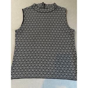 Vince Camuto Black/White Diamond Tank Top Size M